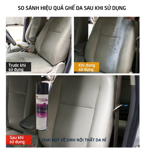 Chai Bọt vệ sinh làm sạch nội Thất ÔTô Da - Nỉ 3M 290g