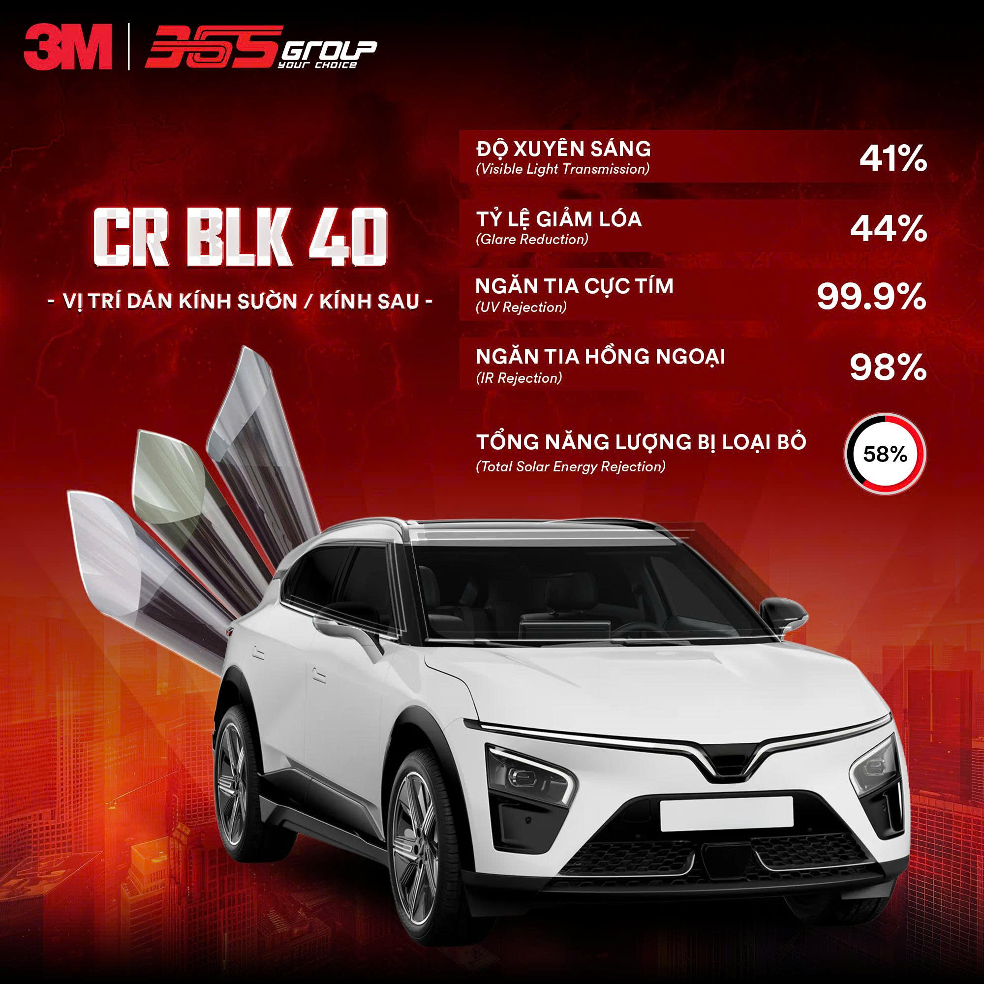 PHIM CÁCH NHIỆT 3M CRYSTALLINE CR BLK PRO