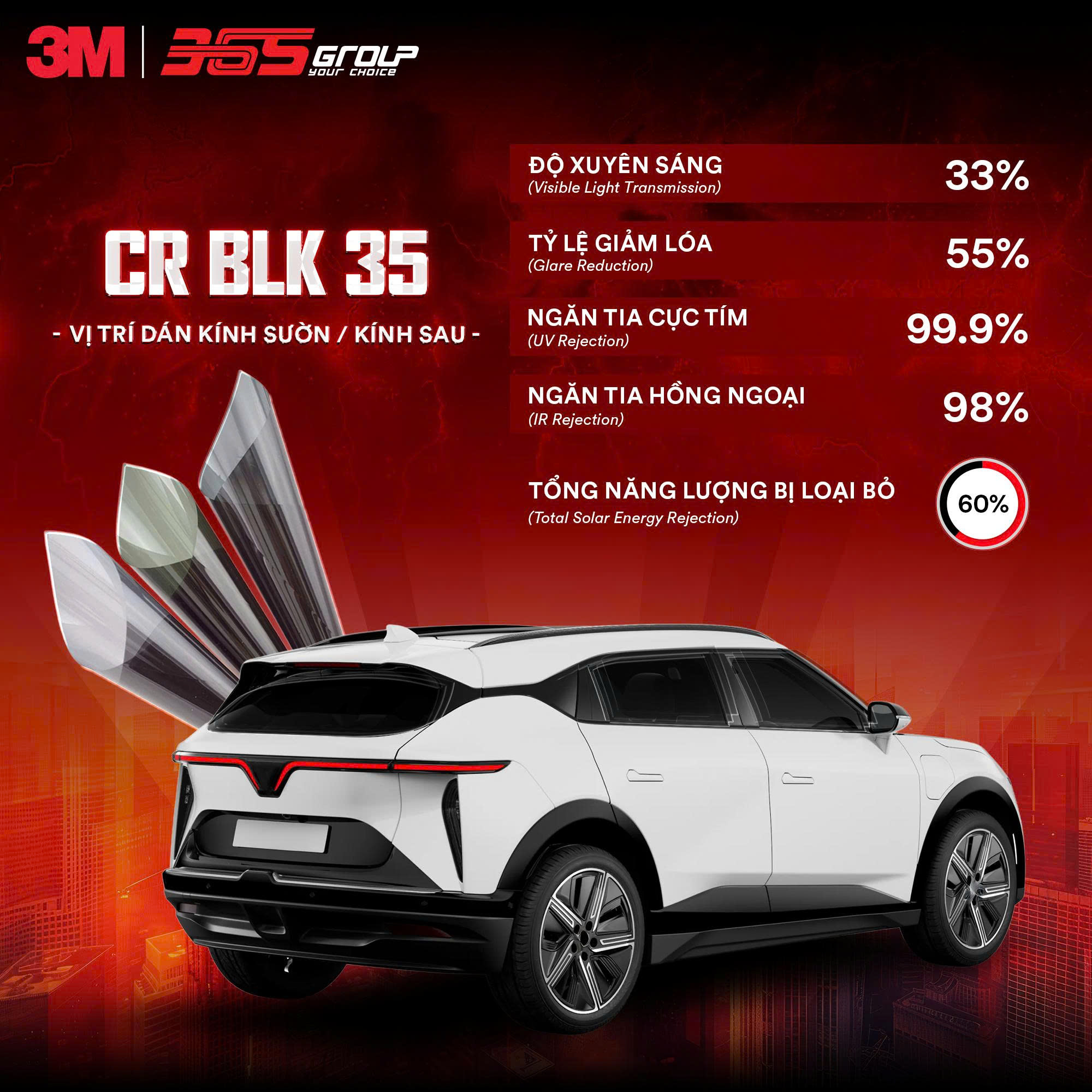 PHIM CÁCH NHIỆT 3M CRYSTALLINE CR BLK