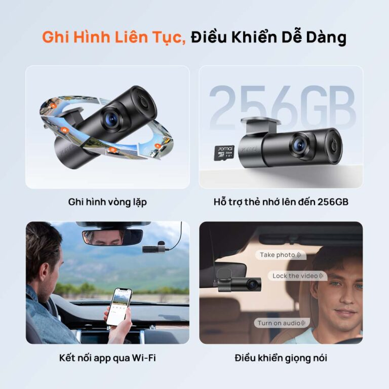 70mai M310 Plus 3K Ghi hình liên tục, điều khiển dễ dàng