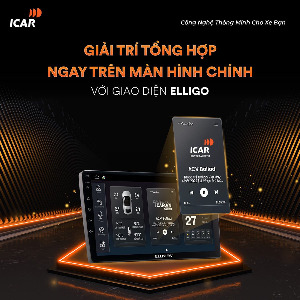 MÀN HÌNH ANDROID Ô TÔ ELLIVIEW U4 PREMIUM