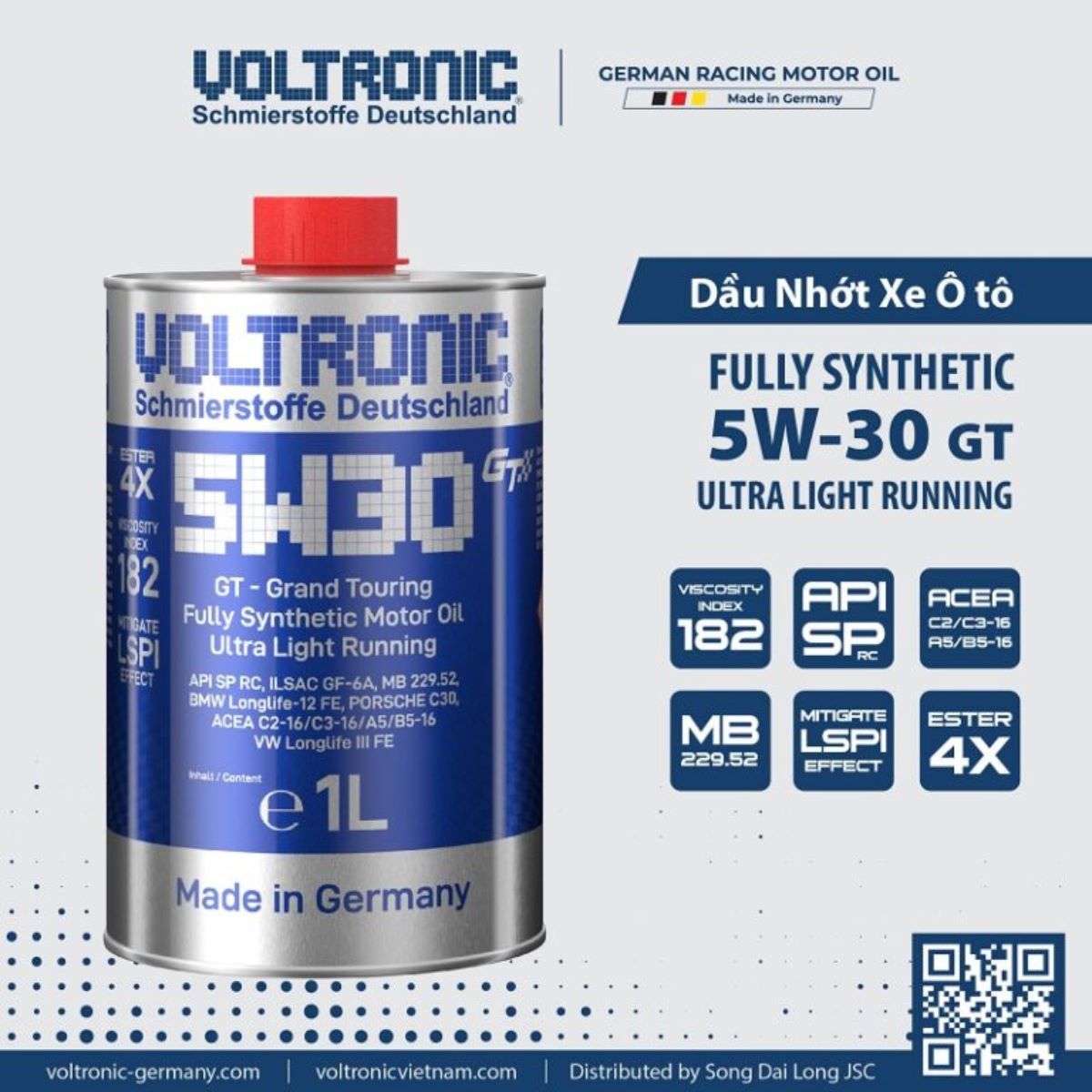 Dầu Nhớt Động Cơ Xe Ô tô Voltronic 5W30 GT Grand Touring Edition 1L