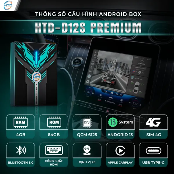 ANDROID BOX CHO Ô TÔ D12S PREMIUM