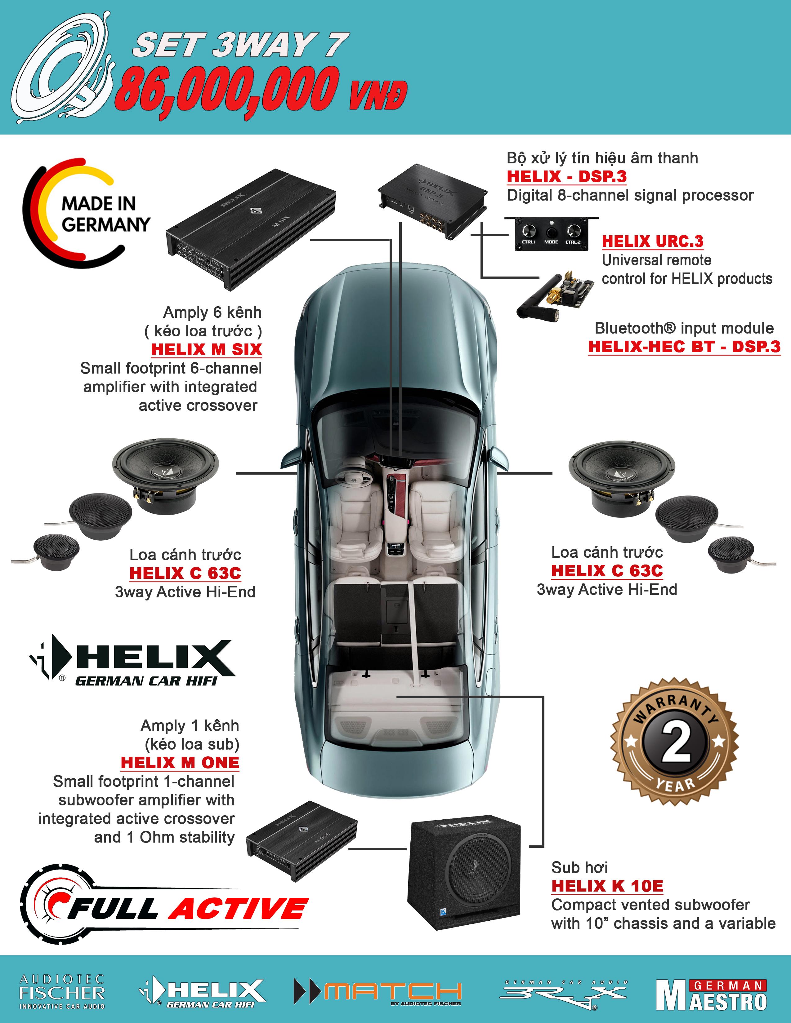 CẤU HÌNH SET ÂM THANH 3WAY 7 HELIX MADE IN GERMANY