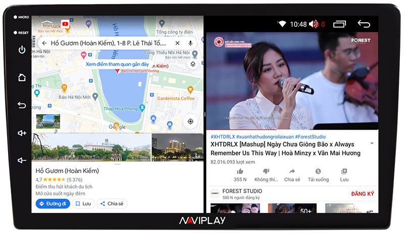 Chia đôi màn hình, mở đa nhiệm ứng dụng cùng lúc trên màn hình ô tô NAVIPLAY N360